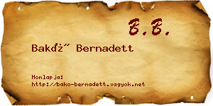 Bakó Bernadett névjegykártya